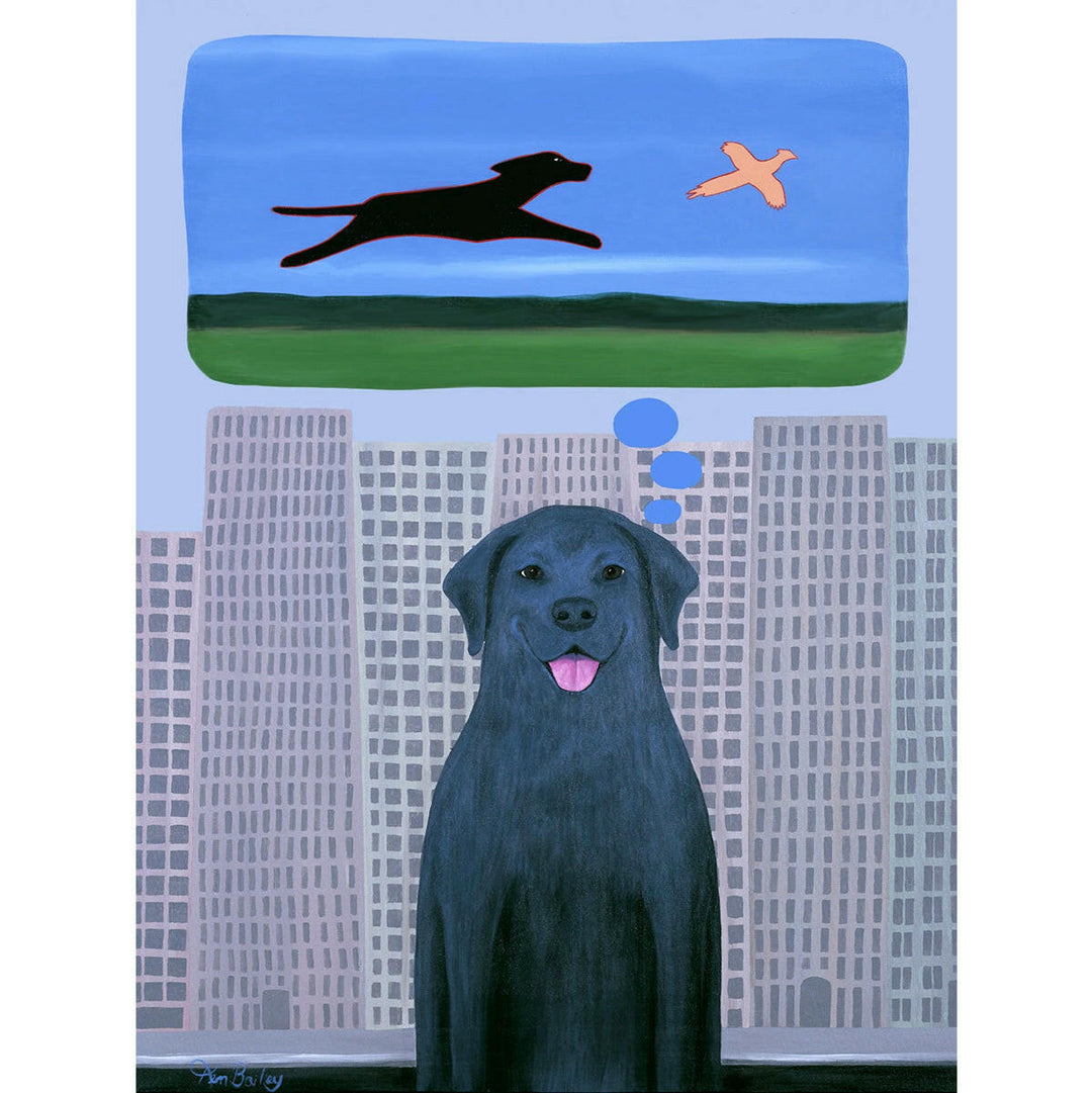 Labrador "City Dog with Country Dreams" Whimsical Limited Edition Print | Artisans.
