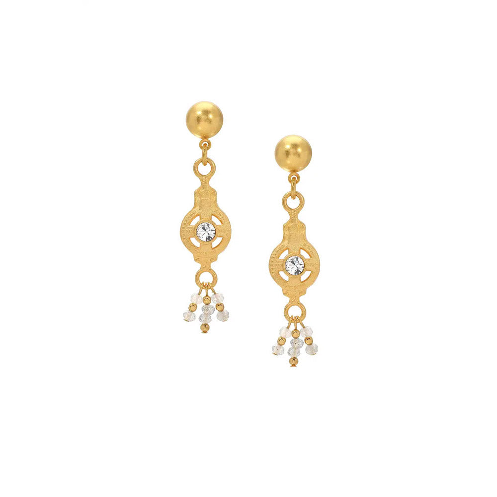 Mini Dunkerque Earrings with Crystals & Labradorite Dangles | Artisans.