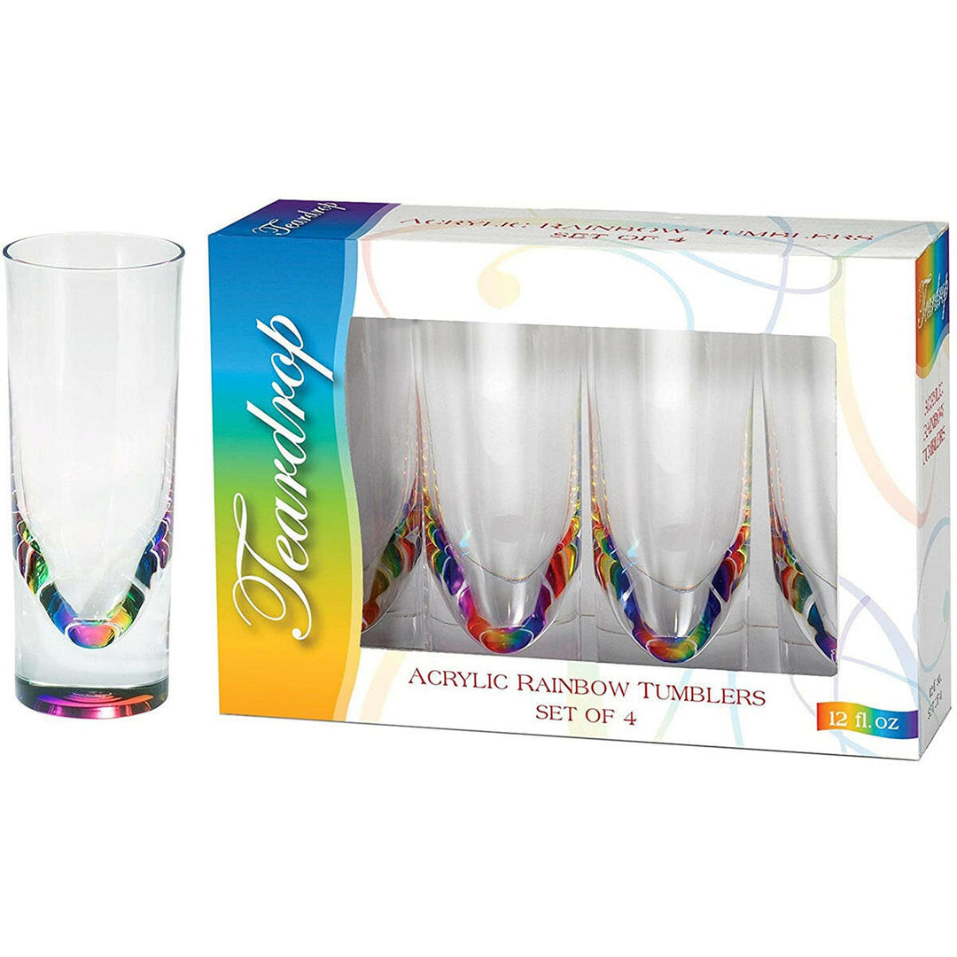 Teardrop 14oz. Rainbow Acrylic 4-Pack Tall Tumblers | Artisans.