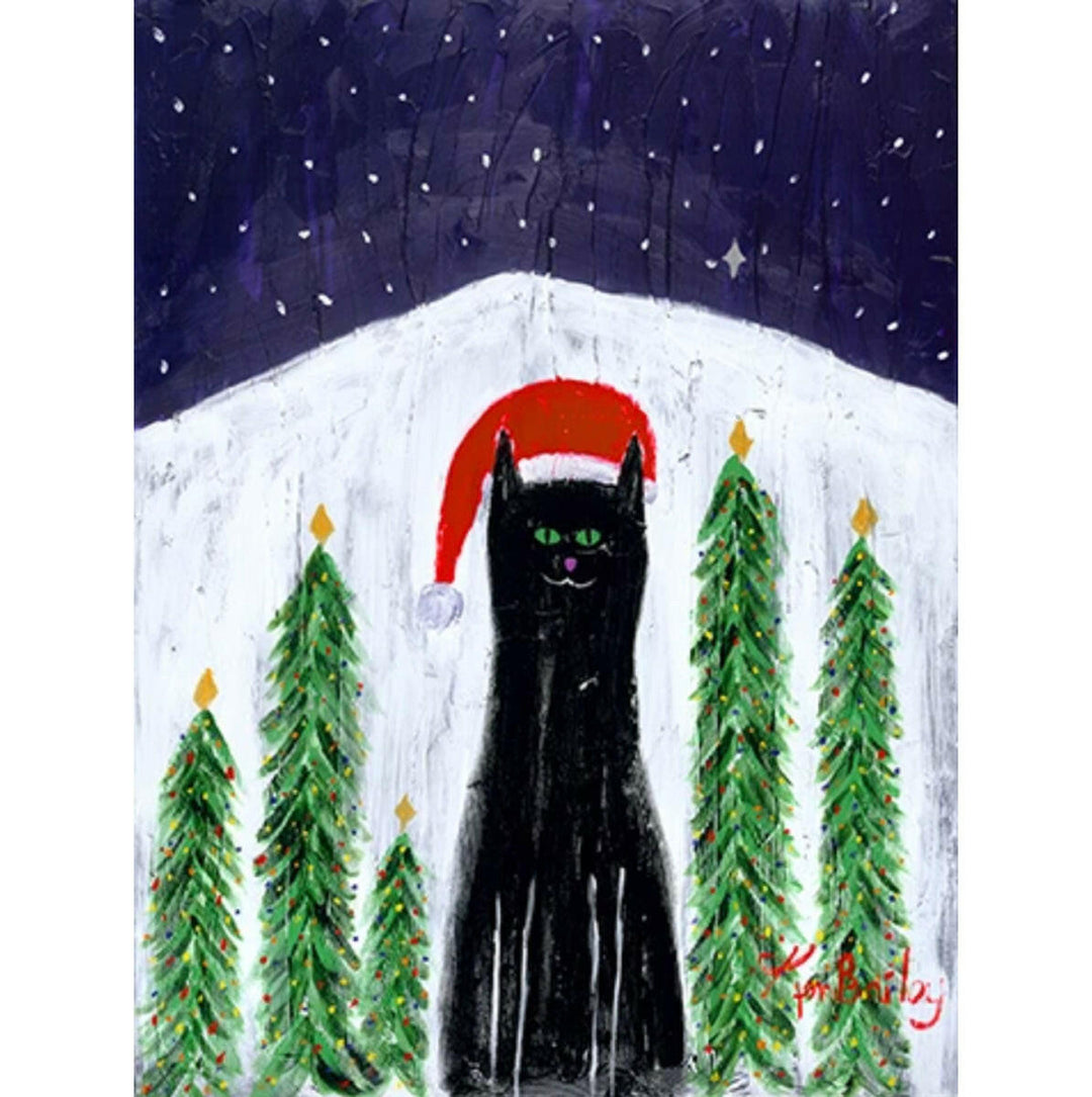 Santa Cat Whimsical Limited Edition Print | Artisans.