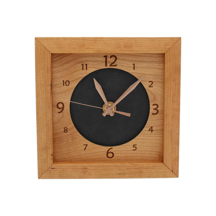 Leather &amp; Cherry Wood Box Clock | Artisans.