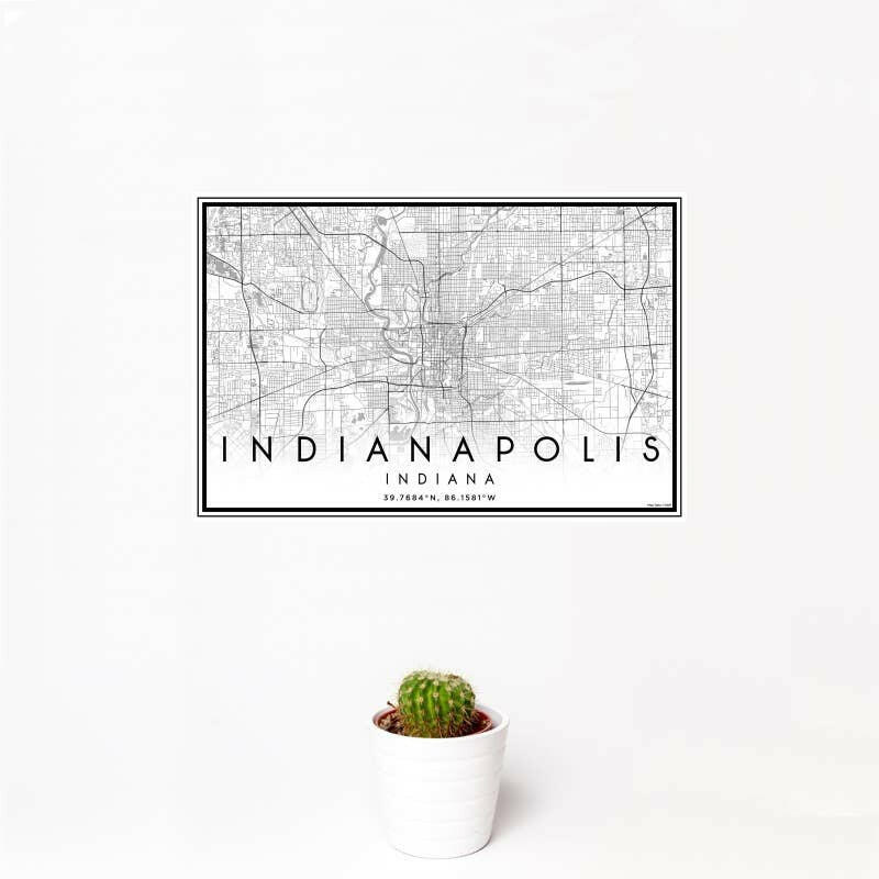 Indianapolis IN Map Classic Style 12" x 18" Print | Artisans.