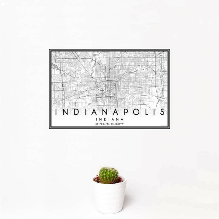 Indianapolis IN Map Classic Style 12" x 18" Print | Artisans.
