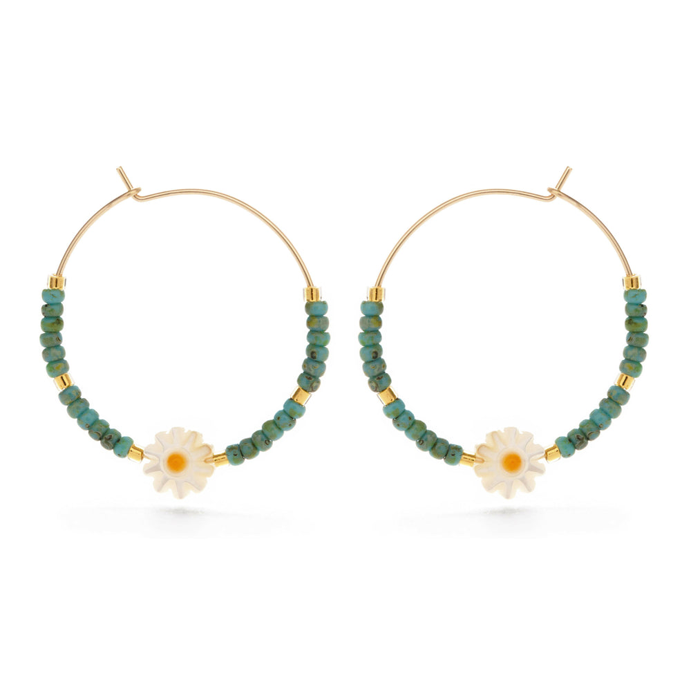 Daisy Bead Hoop Earrings | Artisans.