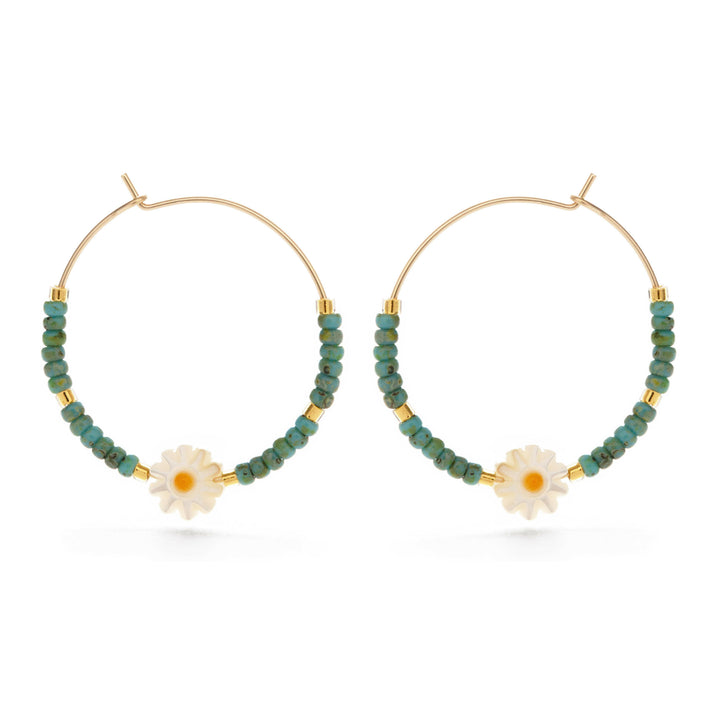 Daisy Bead Hoop Earrings | Artisans.
