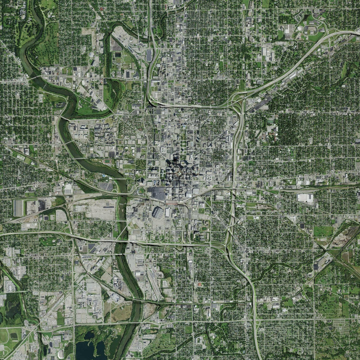 Indianapolis IN Map Satellite Style 12" x 18" Print | Artisans.