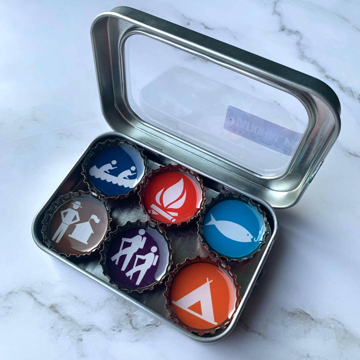 Bottlecap Magnet 6-packs in Themed Collections | Artisans.