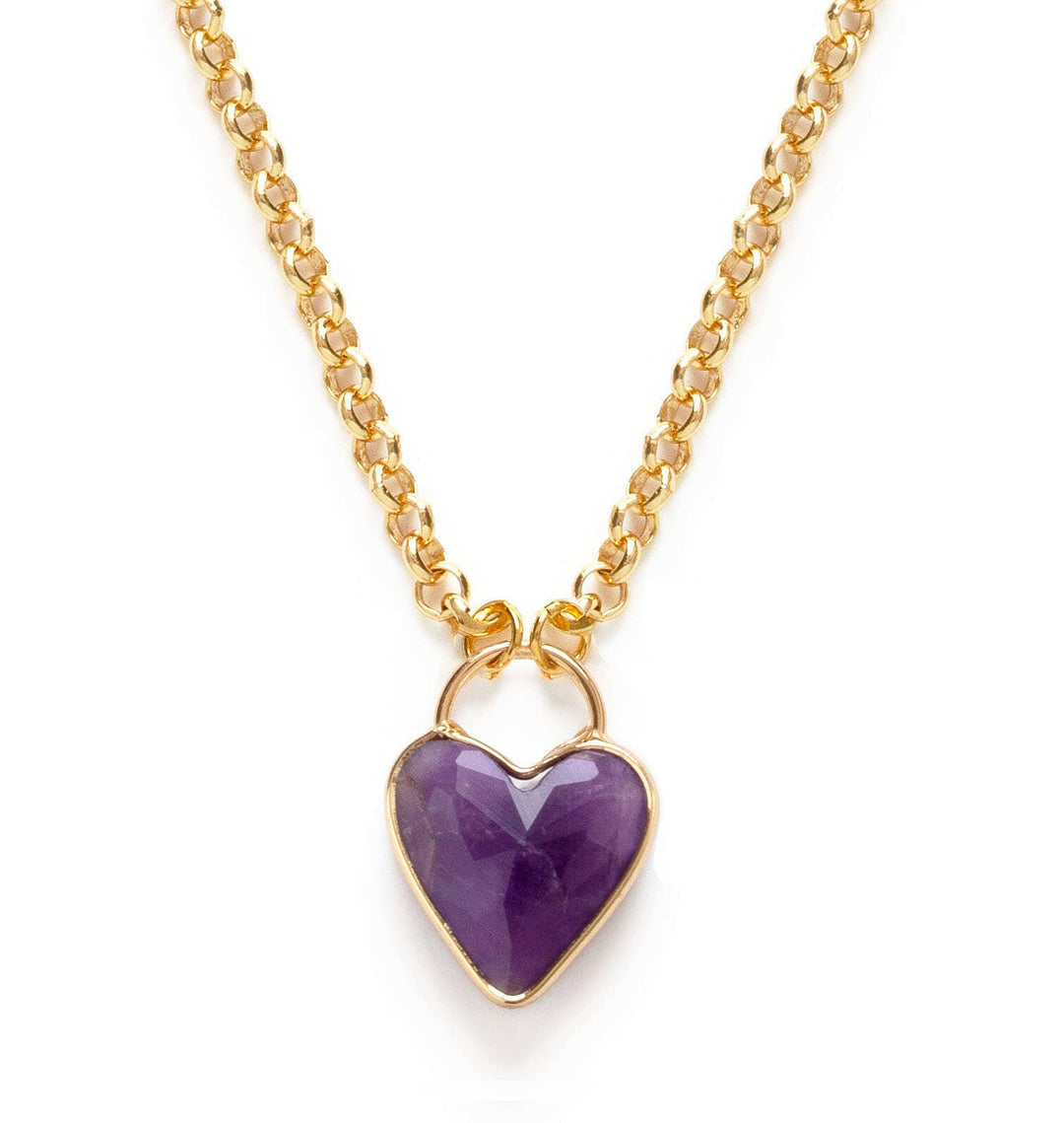 Gemstone Heart Pendant Chunky Chain | Artisans.