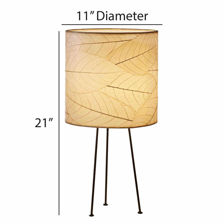 Metal Tripod Drum Table Lamp Collection — with Fossilized Cocoa Leaf Shade | Artisans.