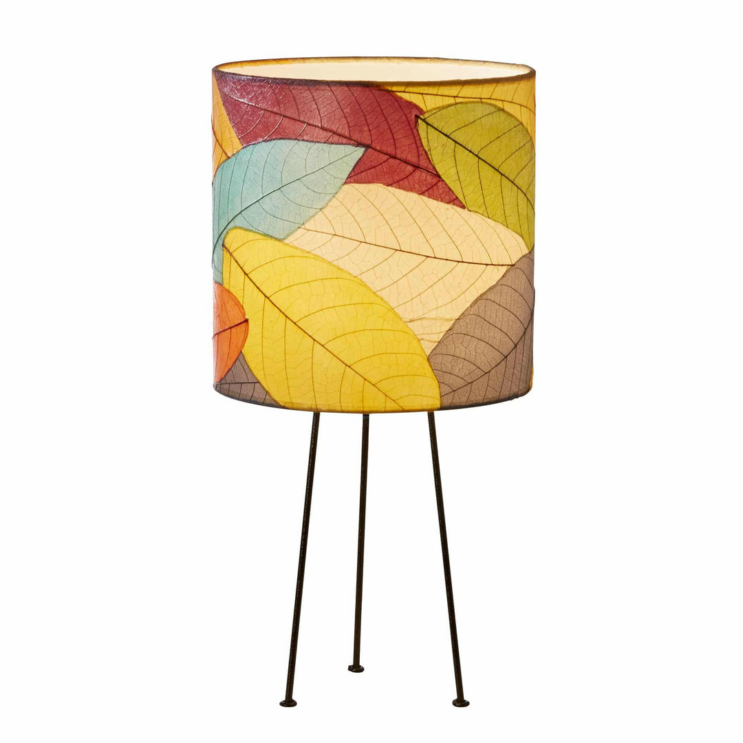 Metal Tripod Drum Table Lamp Collection — with Fossilized Cocoa Leaf Shade | Artisans.