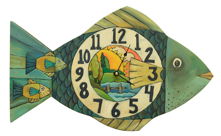 Fish Clock Wall Decor — Nautical-Themed Coastal Timepiece for Home and Cabin | Artisans.