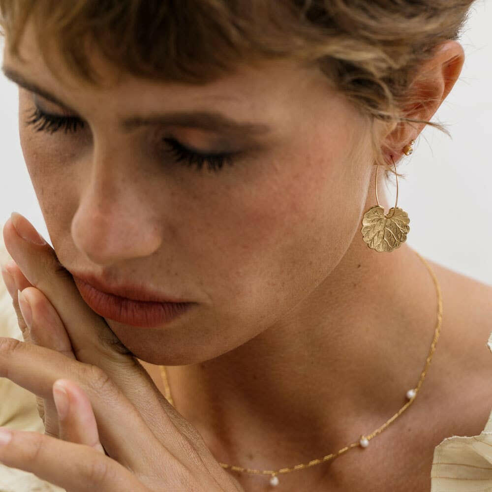 Geranium Leaf Hoops Earrings | Artisans.