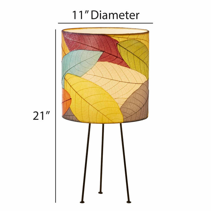 Metal Tripod Drum Table Lamp Collection — with Fossilized Cocoa Leaf Shade | Artisans.