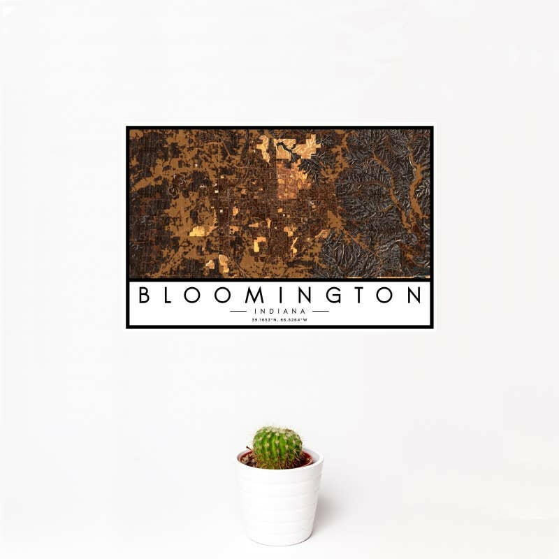 Bloomington IN Map Ember Style 12" x 18" Print | Artisans.