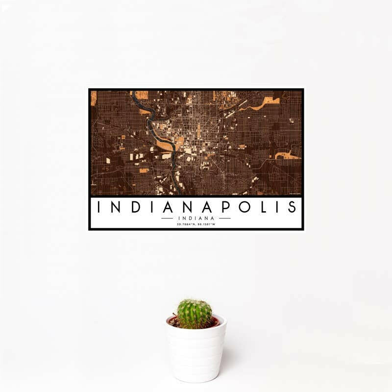 Indianapolis IN Map Ember Style 12" x 18" Print | Artisans.