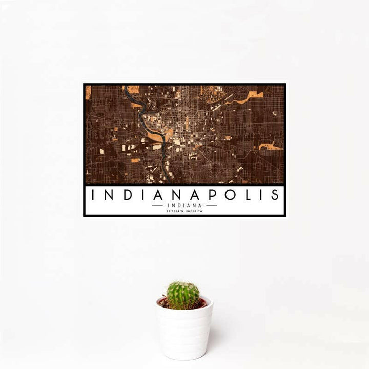 Indianapolis IN Map Ember Style 12" x 18" Print | Artisans.