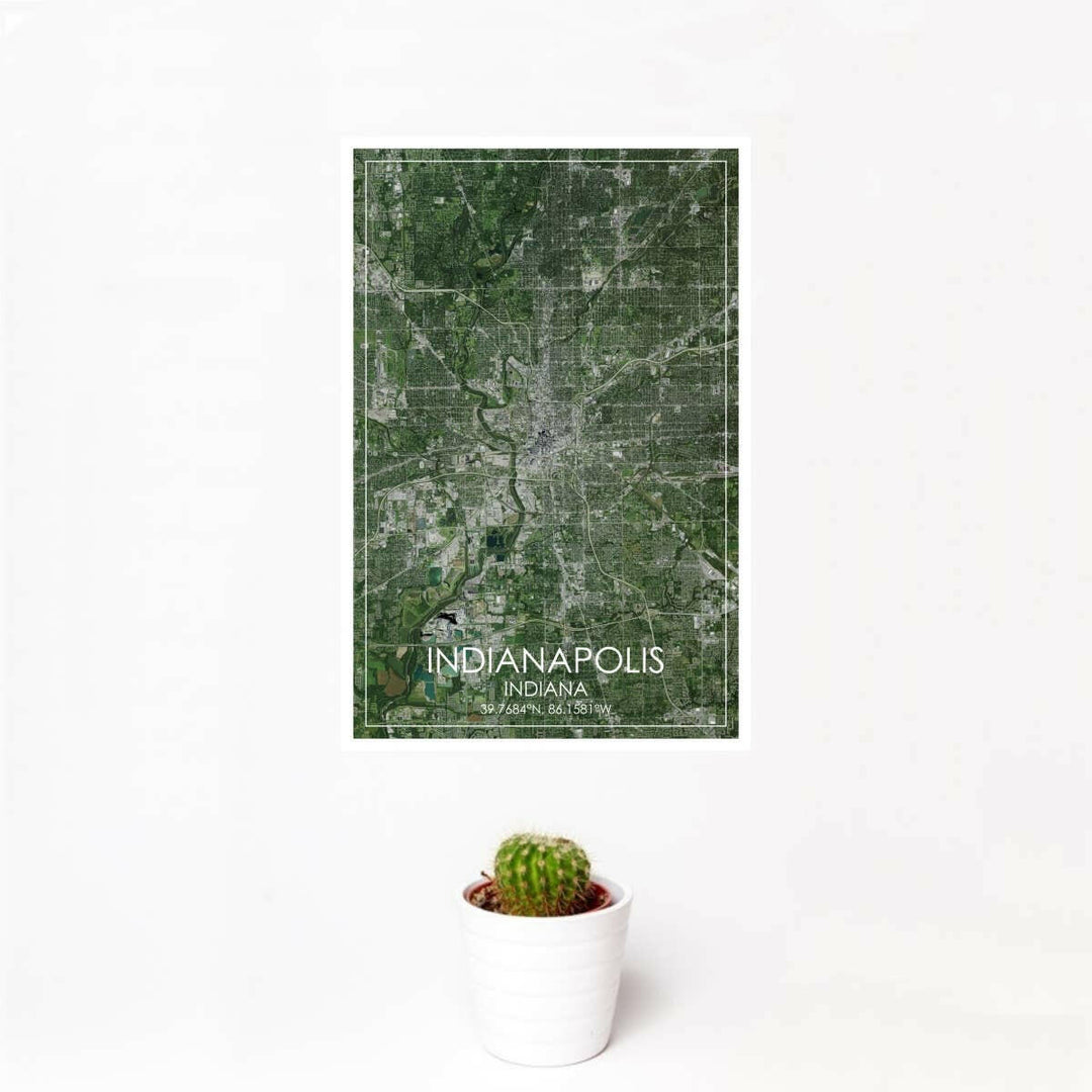 Indianapolis IN Map Satellite Style 12" x 18" Print | Artisans.