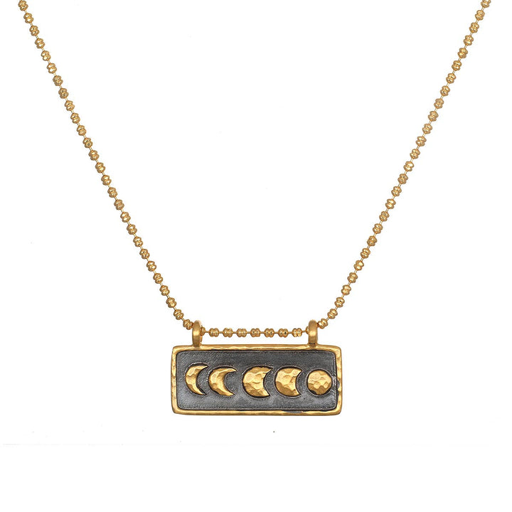 Moon Phase Black &amp; Gold Bar Neck