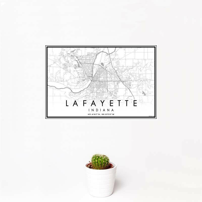 Lafayette IN Map Classic Style 12" x 18" Print | Artisans.