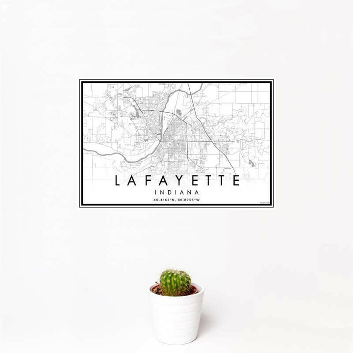 Lafayette IN Map Classic Style 12" x 18" Print | Artisans.