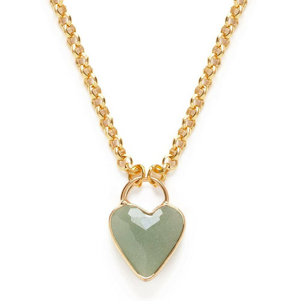 Gemstone Heart Pendant Chunky Chain | Artisans.