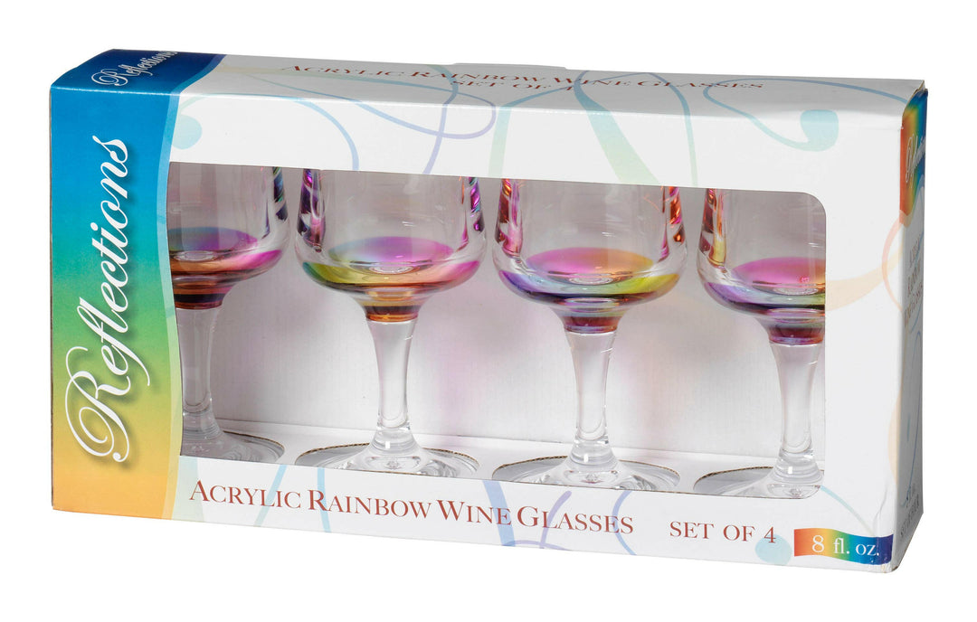 Reflections 8 oz. Rainbow Acrylic Wine Goblet 4-Pack Gift Set | Artisans.