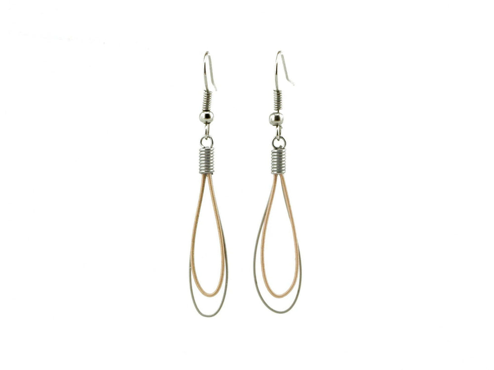 Double Teardrop Recycled Guitar String Earrings | Artisans.