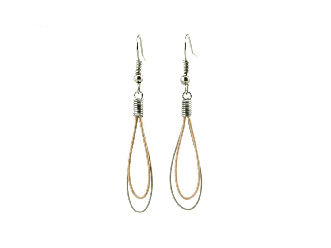 Double Teardrop Recycled Guitar String Earrings | Artisans.