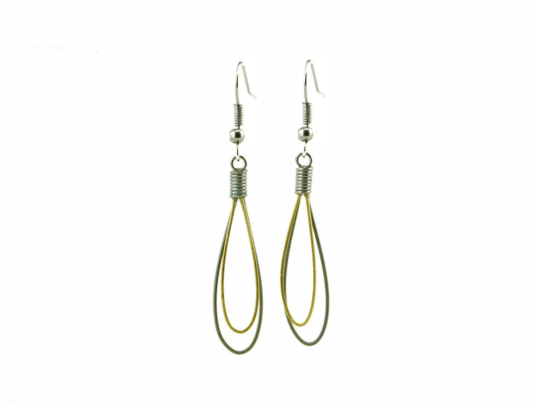 Double Teardrop Recycled Guitar String Earrings | Artisans.