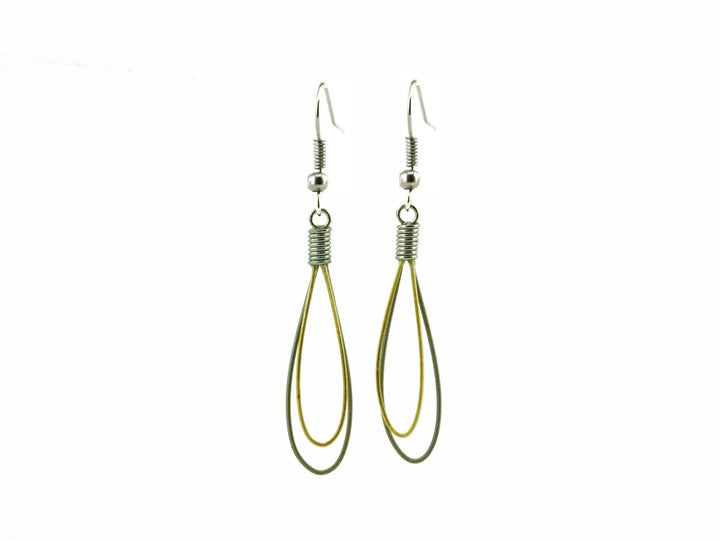 Double Teardrop Recycled Guitar String Earrings | Artisans.