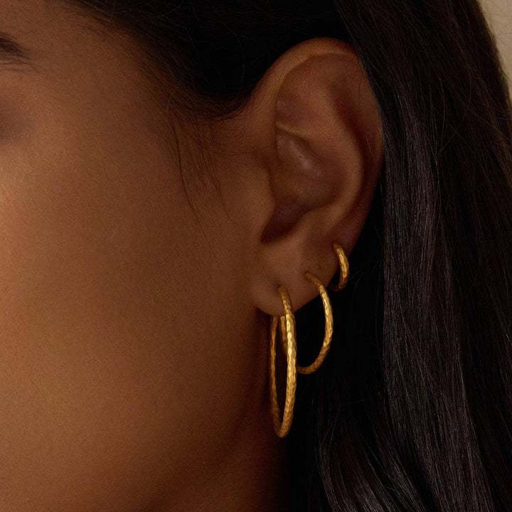 Textured Gold Mini Hoop Earring Small