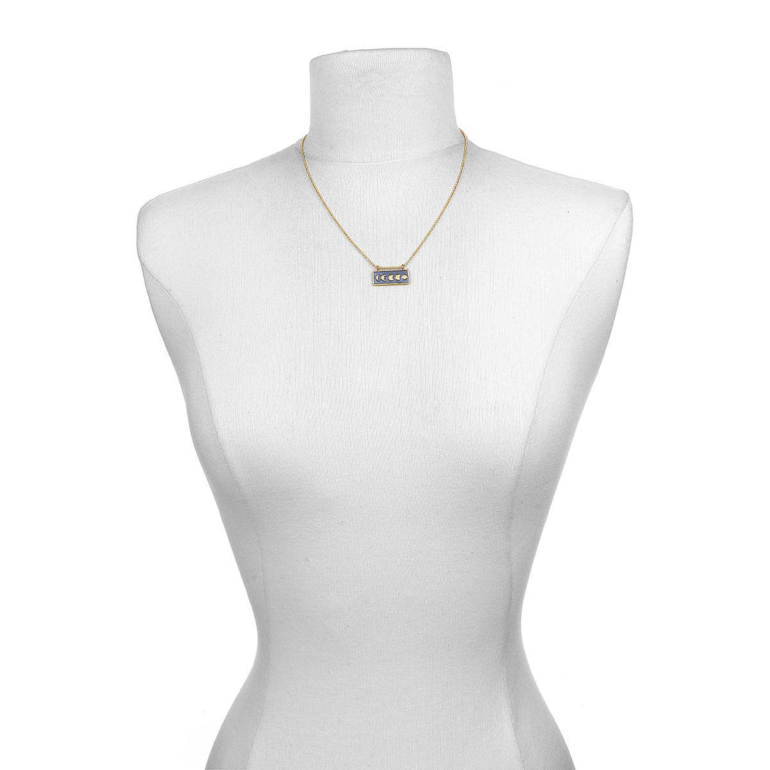 Moon Phase Black &amp; Gold Bar Neck