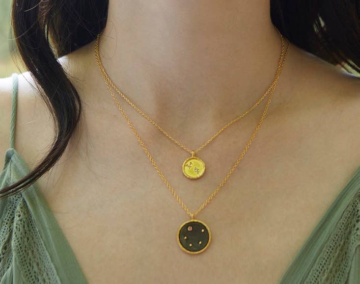 Gunmetal Zodiac Constellation Necklace 18" - SOLD INDIVIDUAL