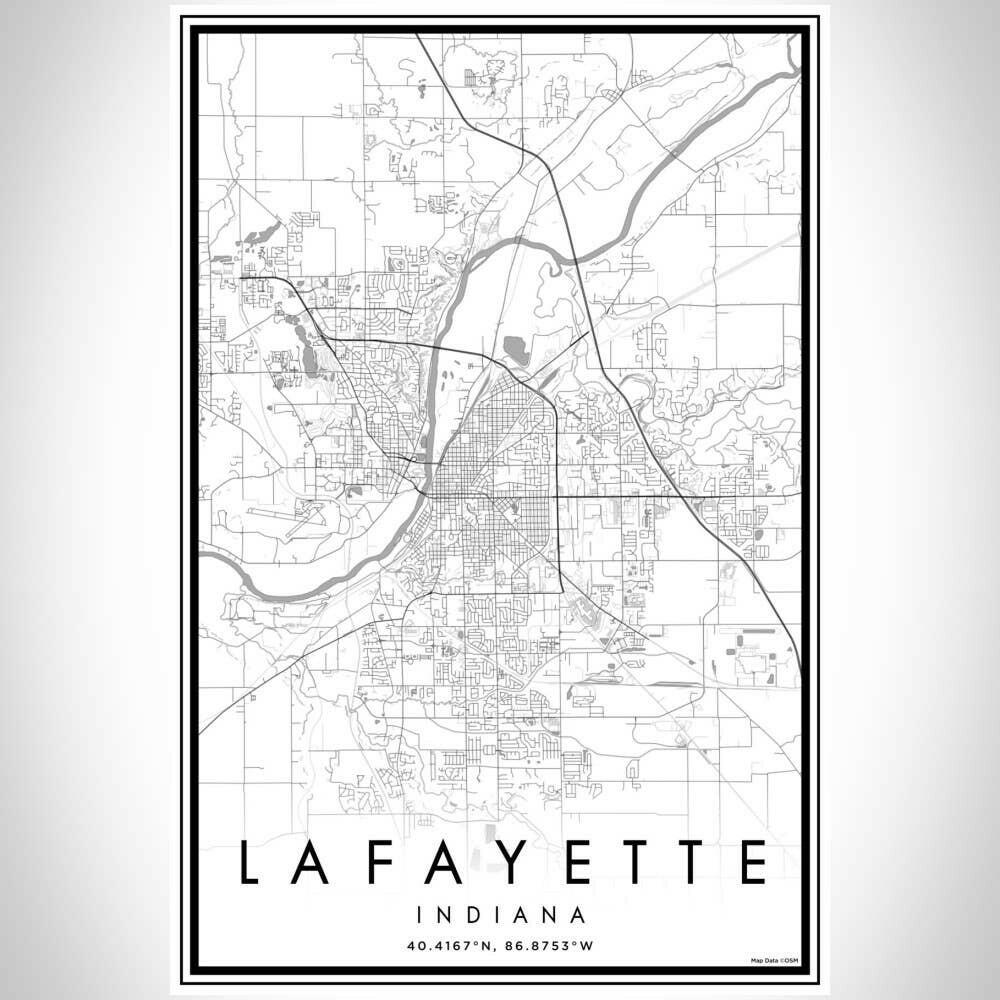 Lafayette IN Map Classic Style 12" x 18" Print | Artisans.