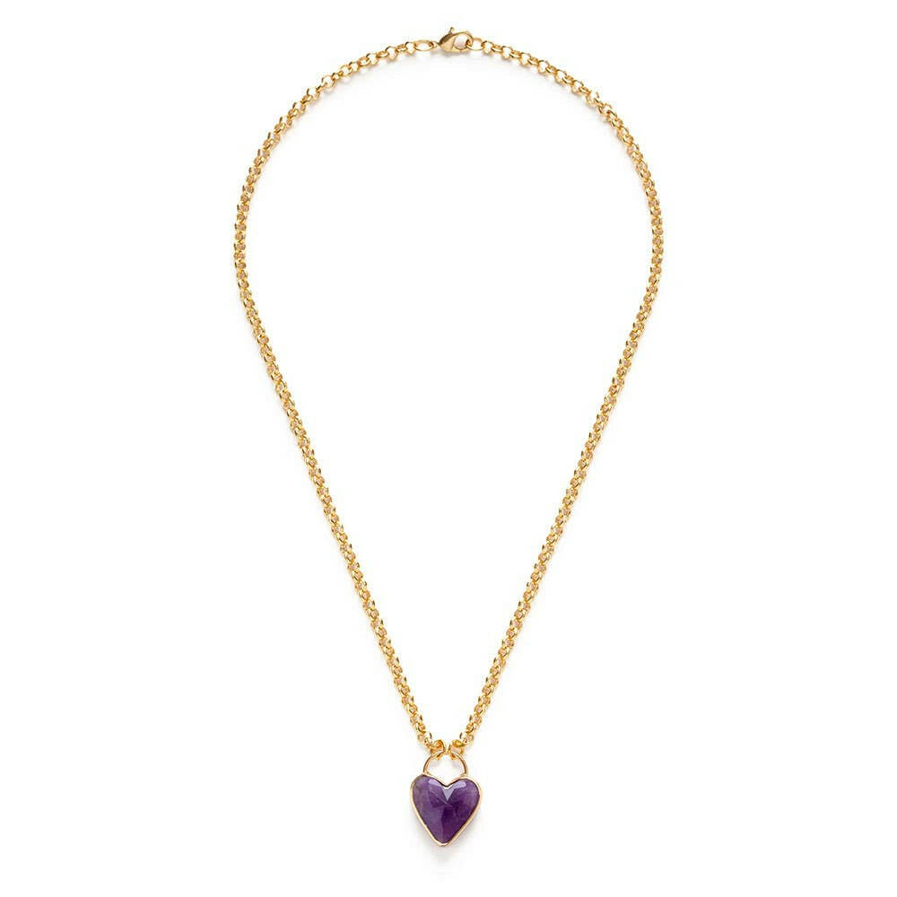 Gemstone Heart Pendant Chunky Chain | Artisans.