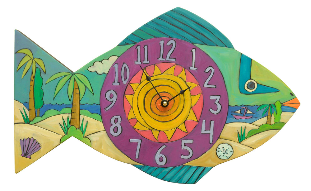 Fish Clock Wall Decor — Nautical-Themed Coastal Timepiece for Home and Cabin | Artisans.