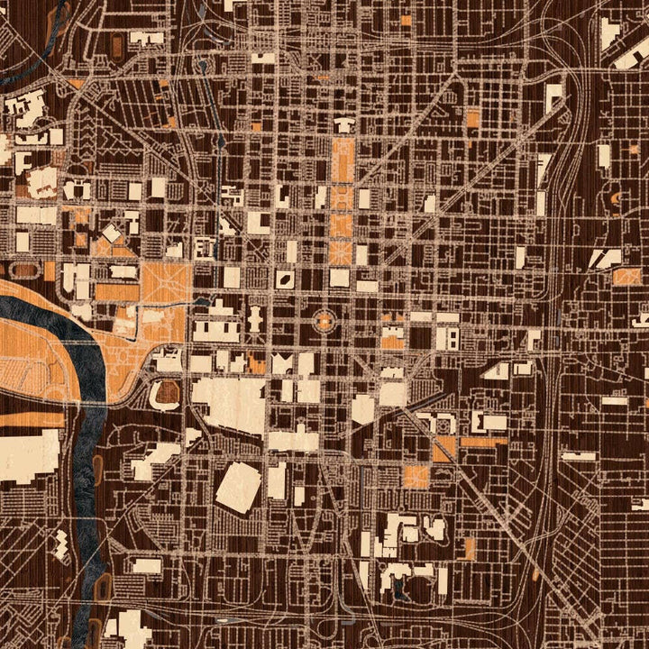 Indianapolis IN Map Ember Style 12" x 18" Print | Artisans.