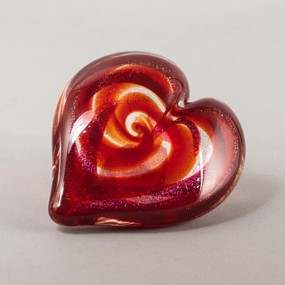 Glass Heart Paperweights