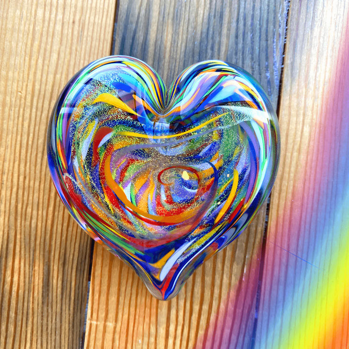 Glass Heart Paperweights