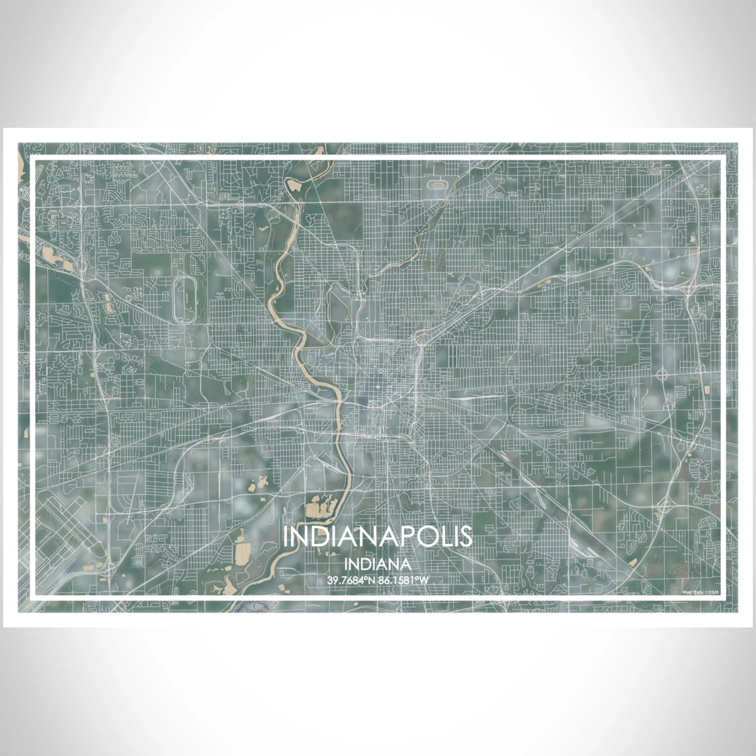 Detailed geographic map of Indianapolis highlighting key landmarks and transportation routes.