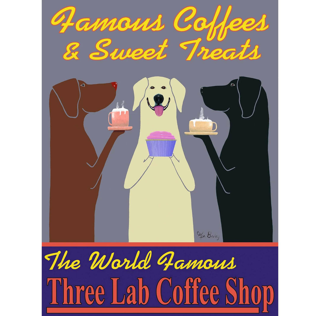 Labrador Three Lab Coffee Shop Limited Edition Print | Artisans.