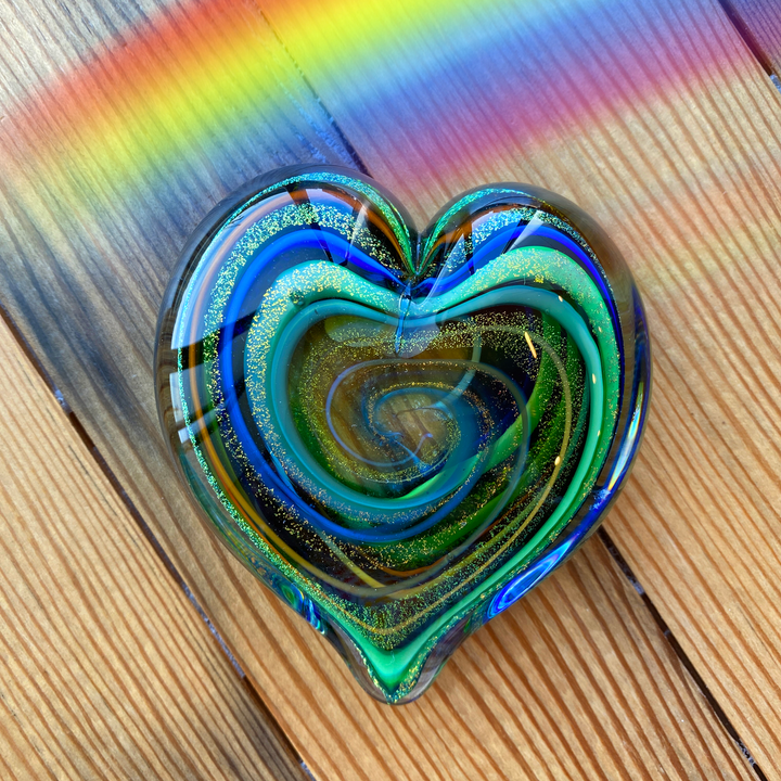 Glass Heart Paperweights