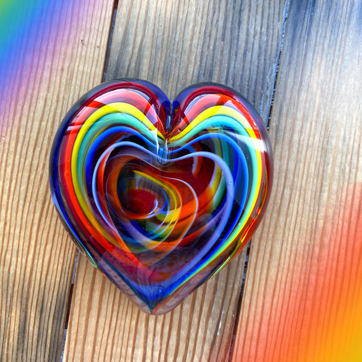 Glass Heart Paperweights