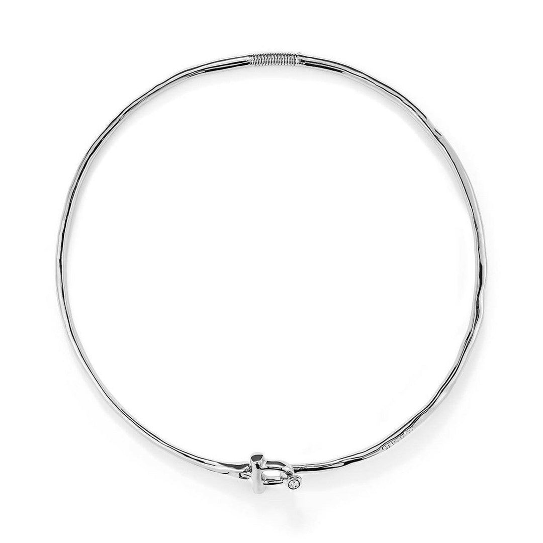 UNOde50 Ser Indomable Rigid Silver Necklace with White Topaz | Artisans.