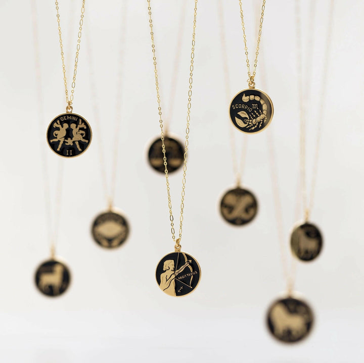 Zodiac Black Enamel Necklace — Astrology Collection | Artisans.